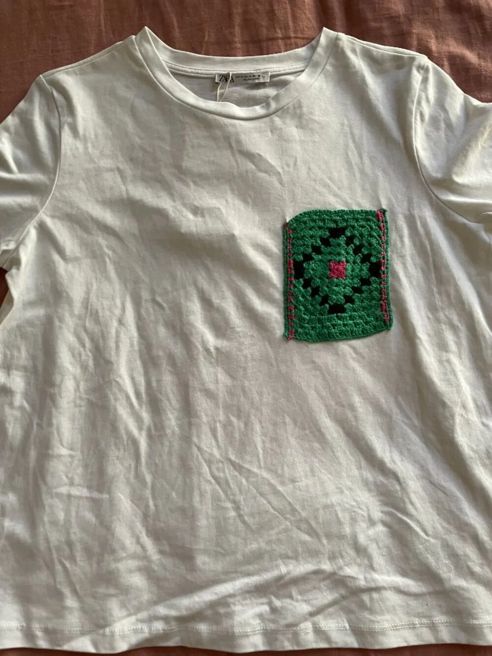 ZARA Hand Made Tarn Pocket White Tee NWT- Size M